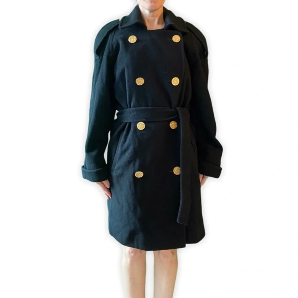Albert Nipon Black Wool Pea Coat - image 4